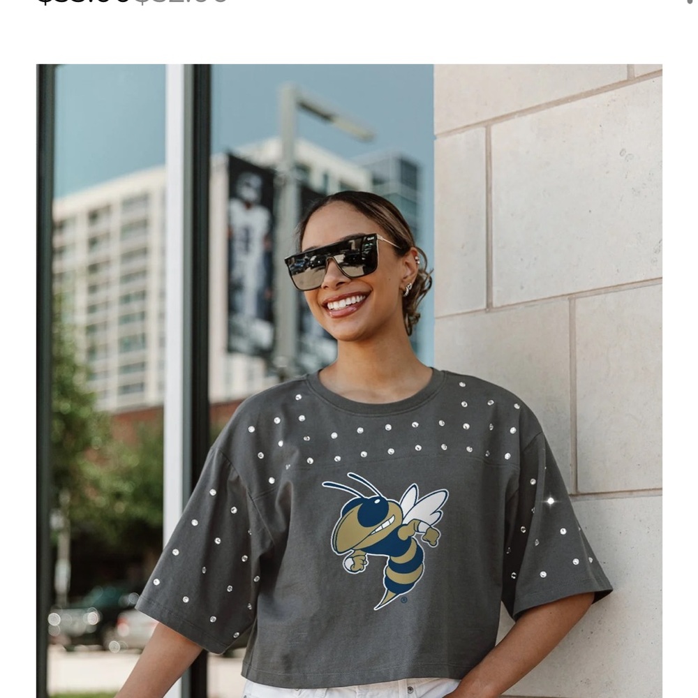 Georgia Tech Game Day Couture cropped rhinestone top - Picture 3 of 3